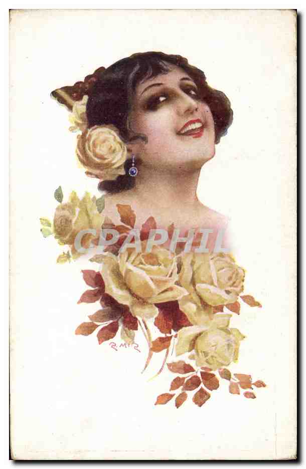 Jeune femme souriante — roses jaunes — Éditions Victoria, Numéro 241