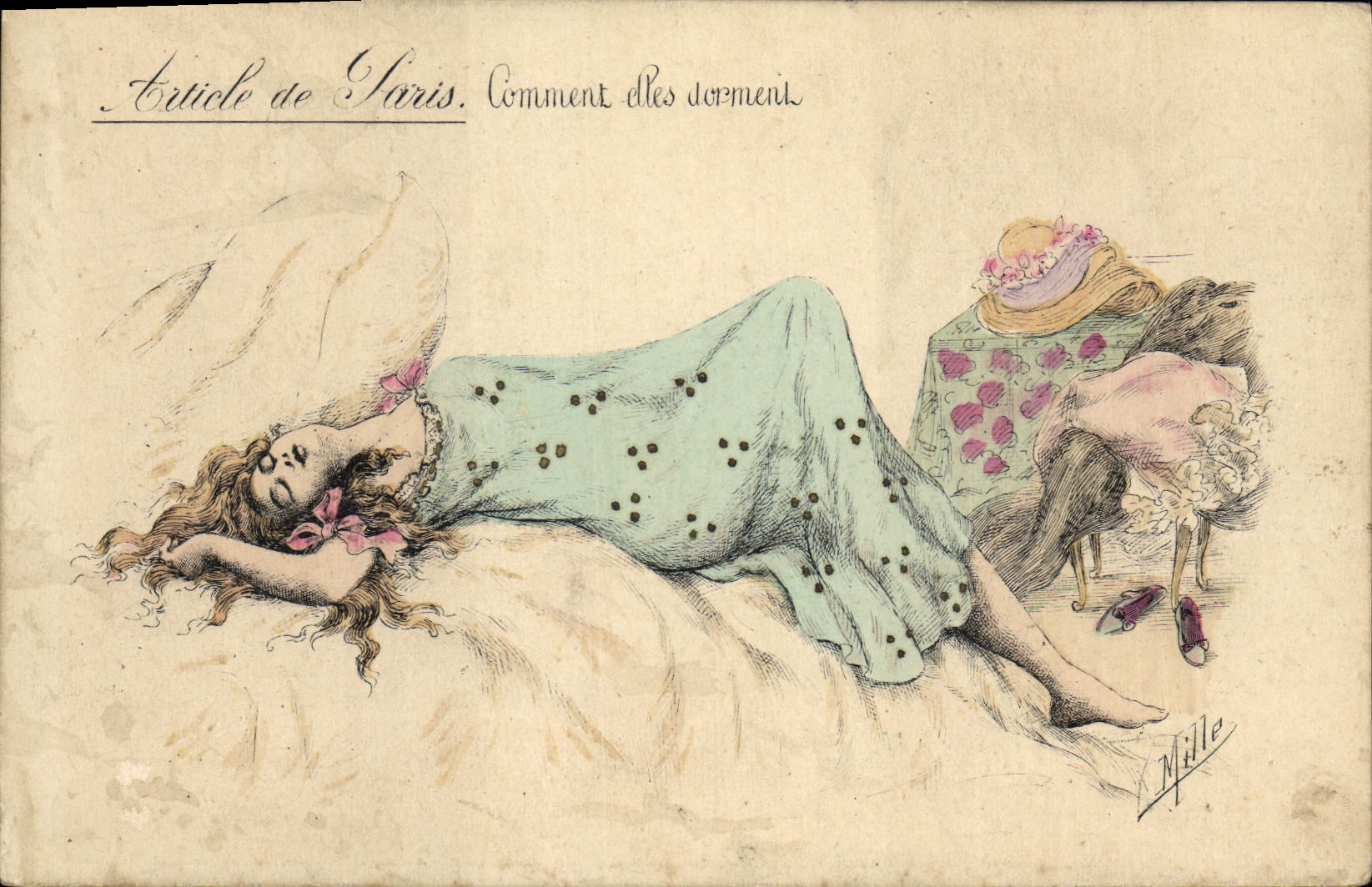 CPA Fantaisie Illustrateur Mille Femme Article de Paris Comment elles dorment 