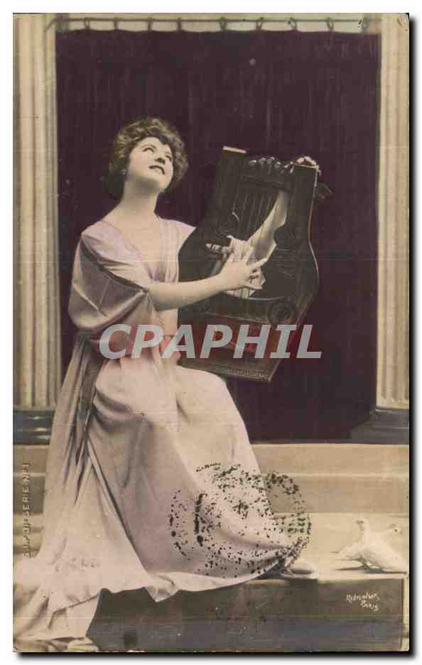CPA Femme Lyre 