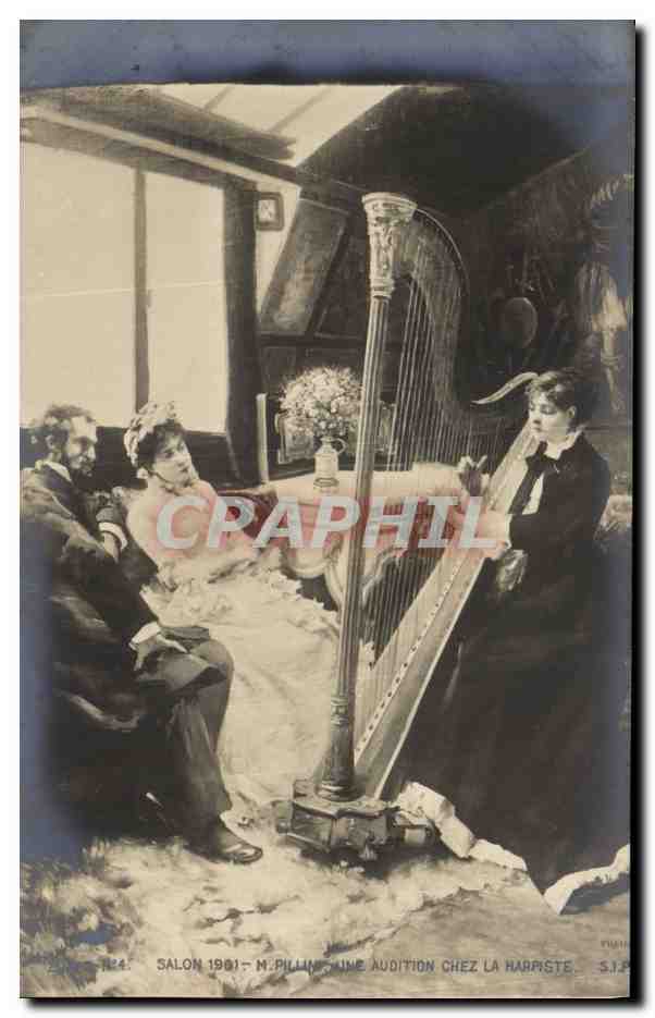 CPA Salon 1901 Pillini Audition chez un harpiste Harpe 