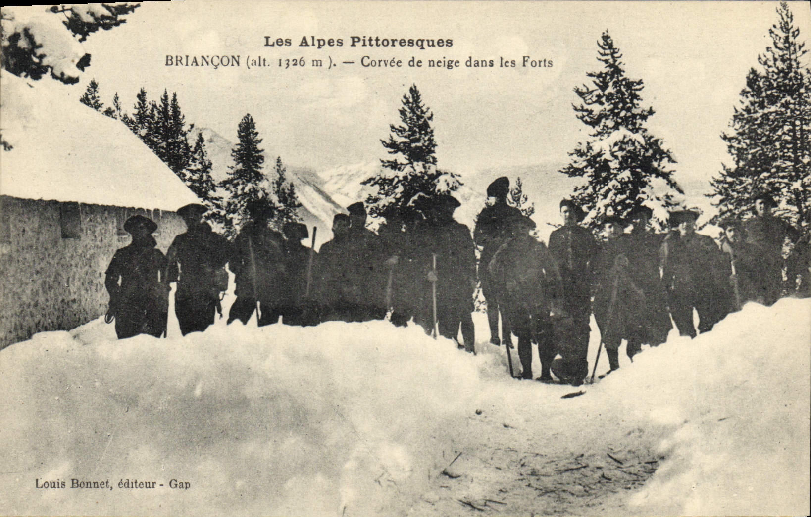 Le Alpi Pittoresche — Corvée di neve nei Forti — Louis Bonnet, editore - Gap