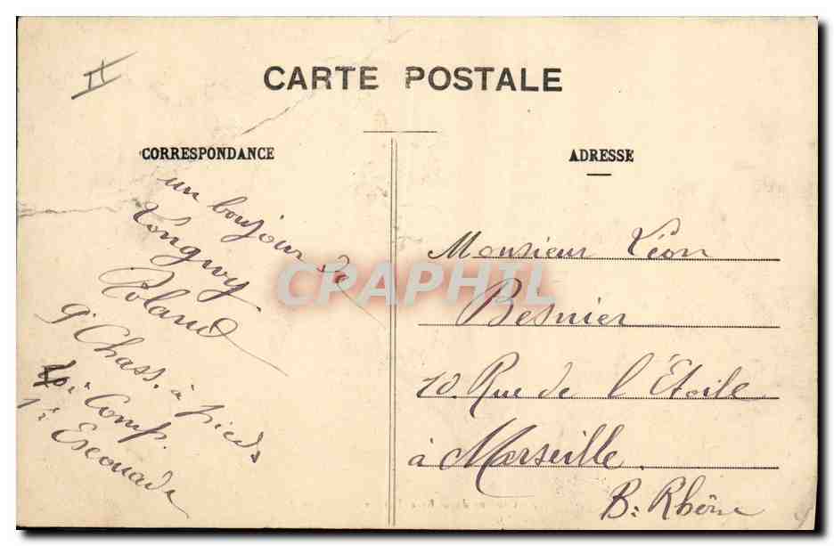 CPA Militaria Chasseurs Alpins Caserne du 9eme bataillon  — Rückseite