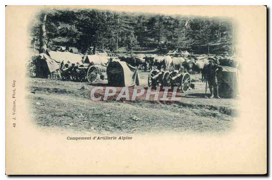 Campement d'Artillerie Alpine — J. Vallaire, Phot. Gap, n°42