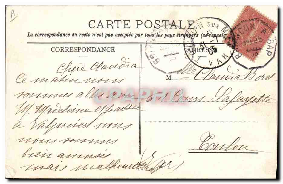 CPA Militaria Chasseurs Alpins Regiment d'infanterie en manoeuvre dans les Alpes  — Verso