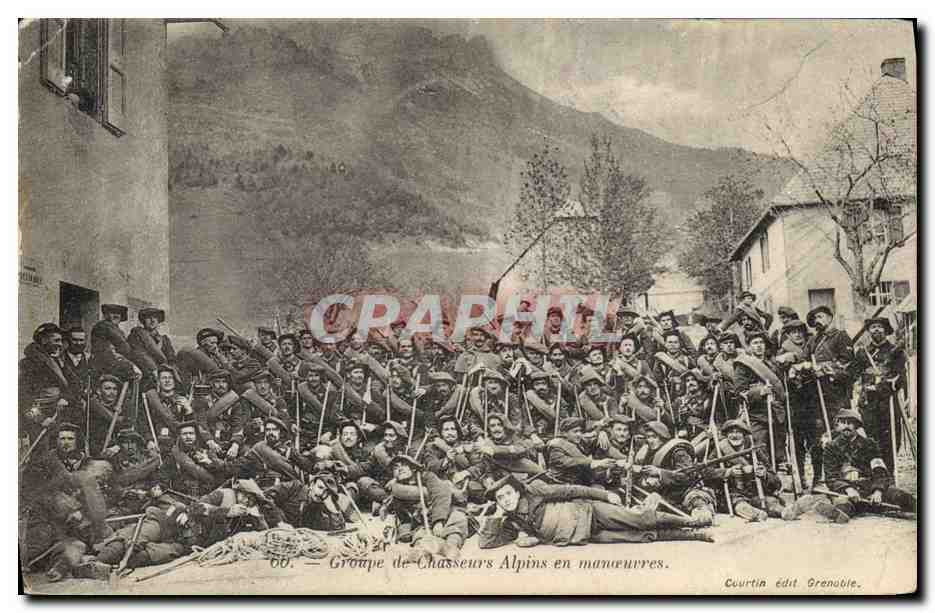 Groupe de Chasseurs Alpins en manœuvres — Courtin édit Grenoble, n° 66