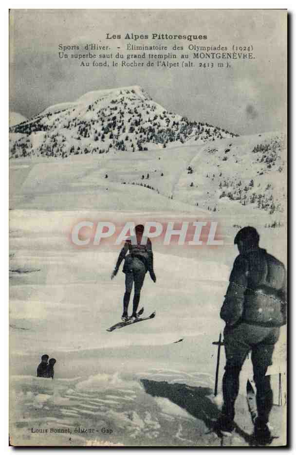 CPA Militaria Chasseurs Alpins Eliminatoire des Olympiades 1924 Montgenevre Le Rocher de l'Alpet Jeux Olympiques 
