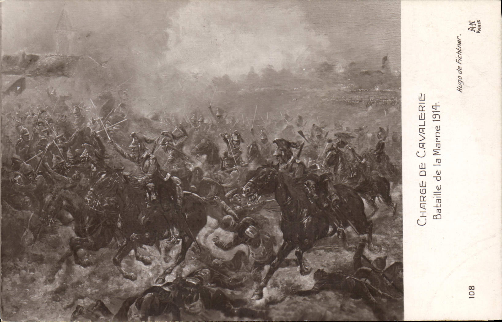 CPA Militaria Charge de cavalerie Bataille de la Marne 1914 Hugo de Fichtner 