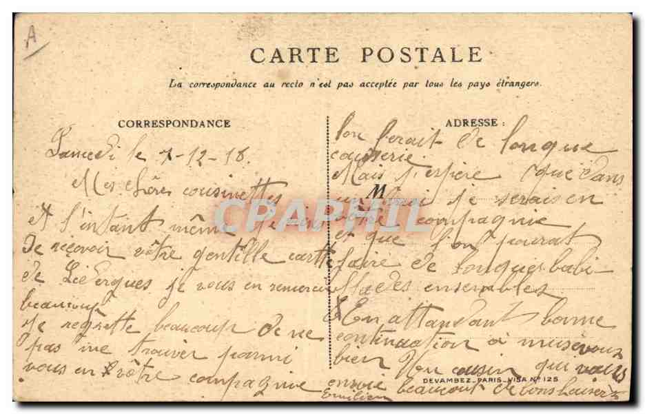 CPA Militaria Alsace  — Verso