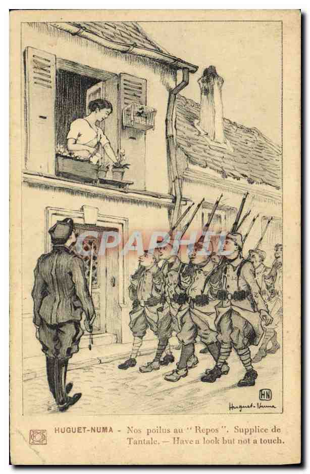 CPA Militaria Huguet Numa Nos poilus au Repos Supplice de Tantale 