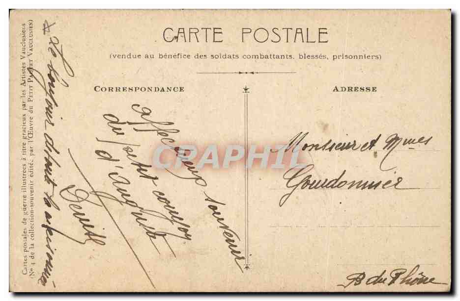 CPA Militaria La lettre du blesse Claude Firmin  — Verso