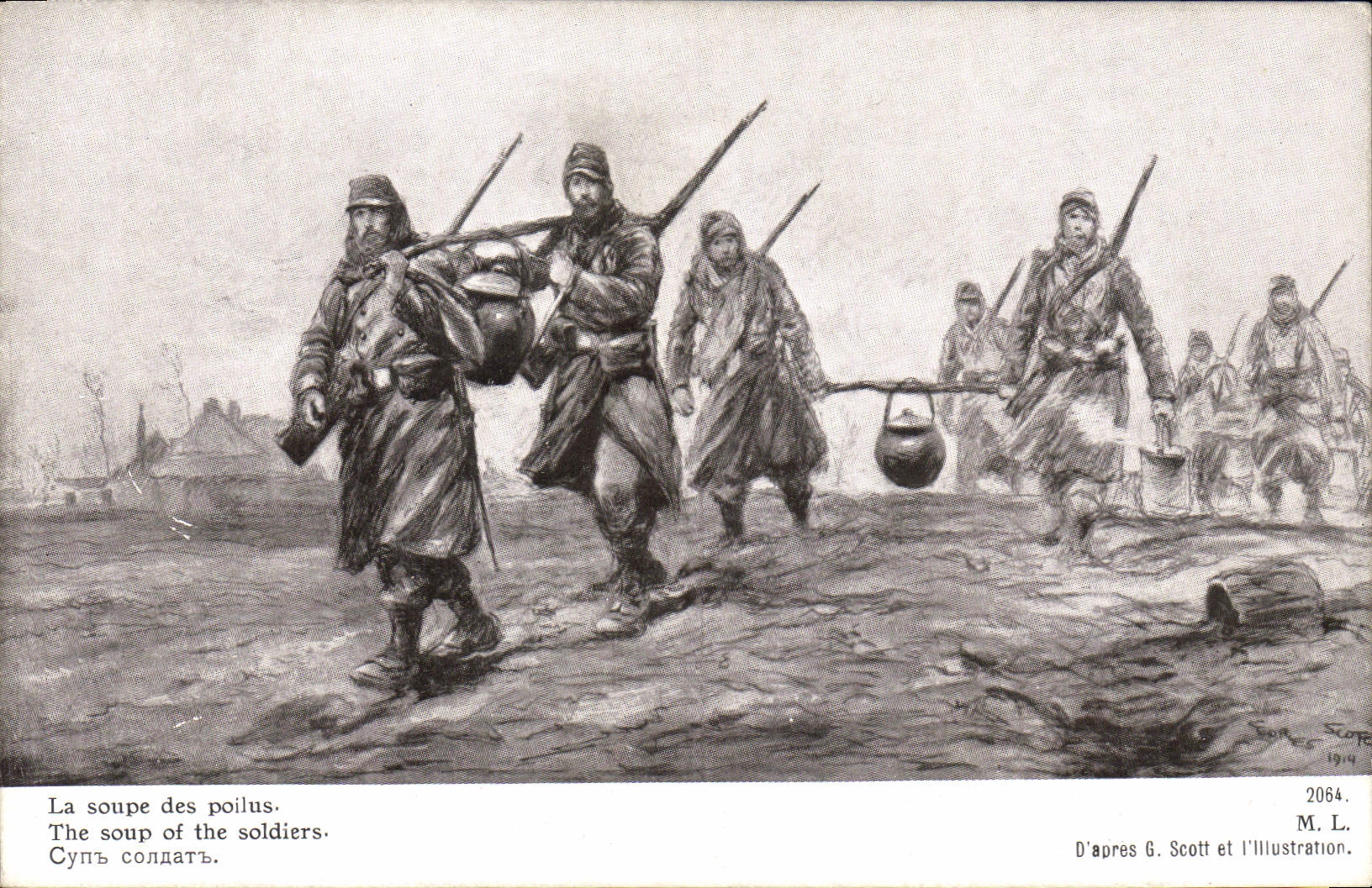 CPA Militaria La soupe des poilus Scott 