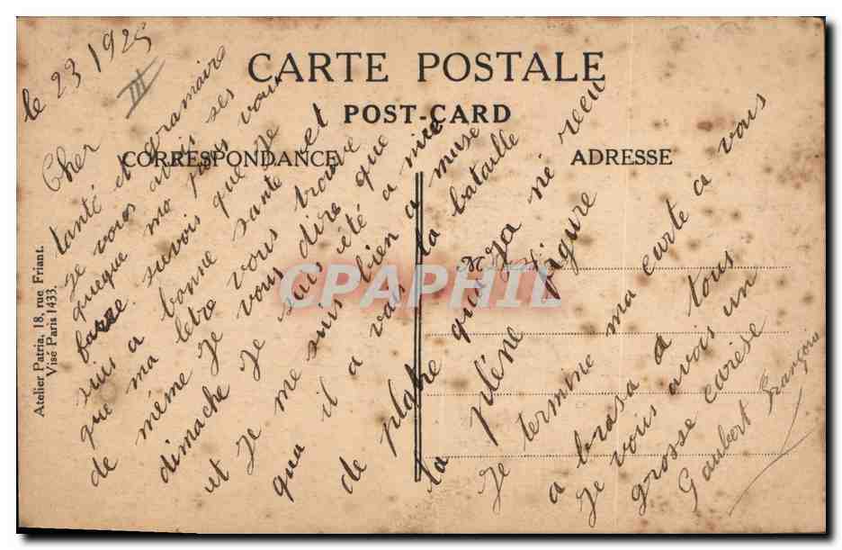 CPA Militaria A tous les heros  — Rückseite