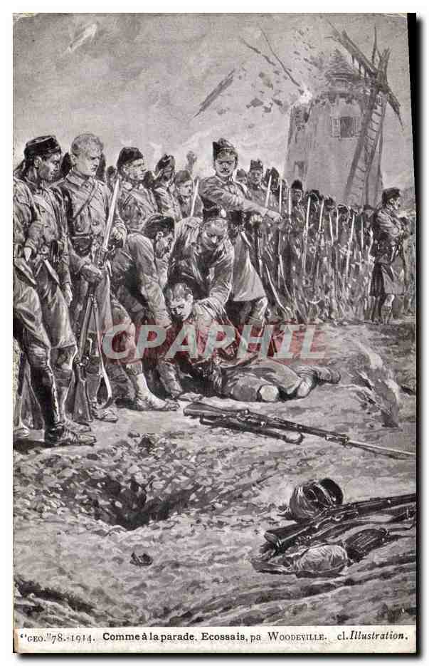 CPA Militaria Comme a la parade Ecossais Woodeville 