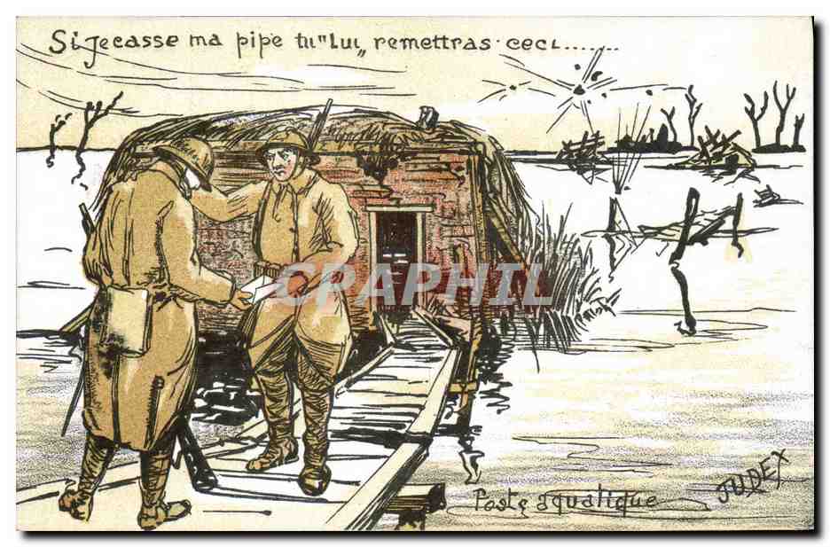 CPA Militaria Poste aquatique Si je casse ma pipe 