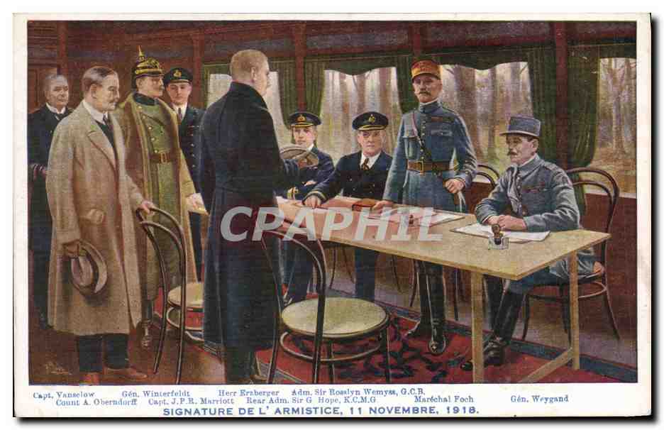 CPA Militaria Signature de l'armistice 11 novembre 1918 