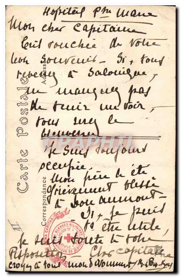 CPA Militaria Le Pioupiou de France a SM la vaillante Reine des Belges Georges Scott  — Rückseite
