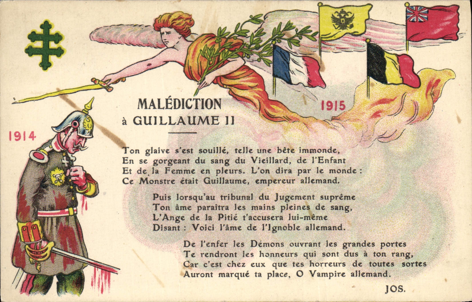 CPA Militaria Malediction a Guillaume II 