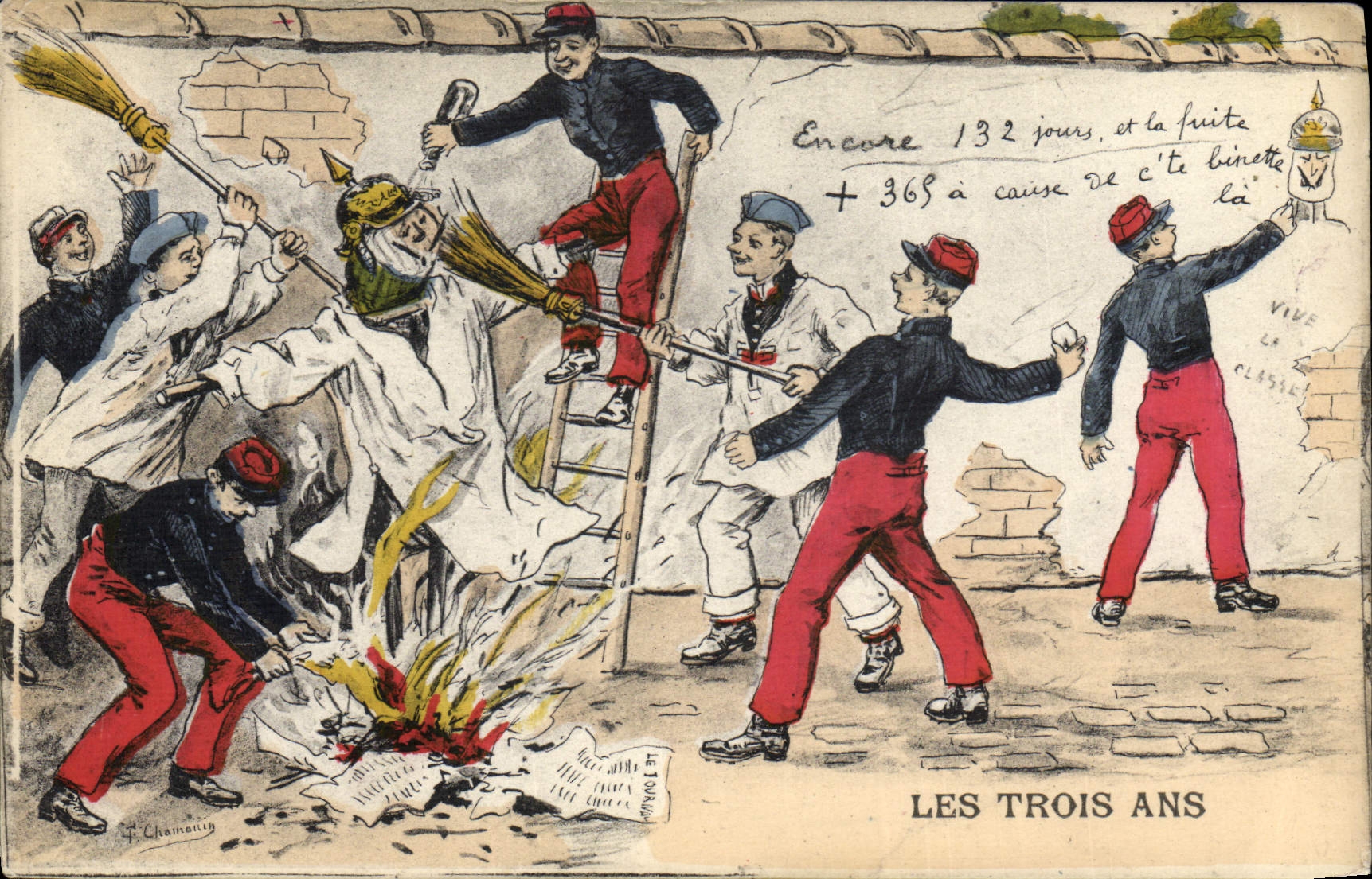 CPA Militaria Les trois ans 