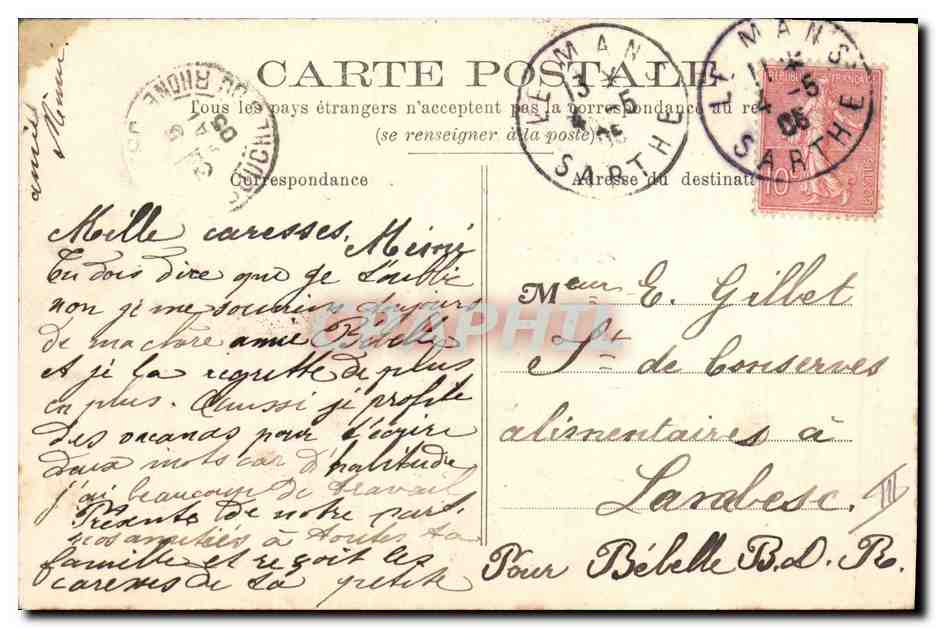 CPA Folklore La Sarthoise Costume de travail  — Verso