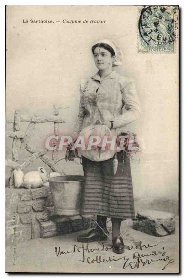 CPA Folklore La Sarthoise Costume de travail 