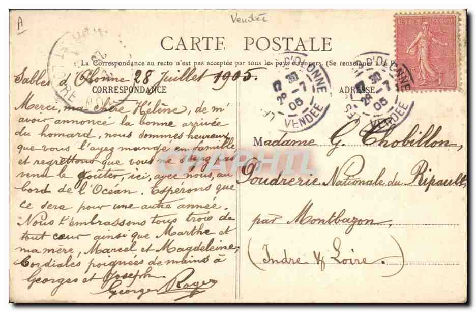 CPA Folklore Aux Sables d'Olonne Marin  — Verso