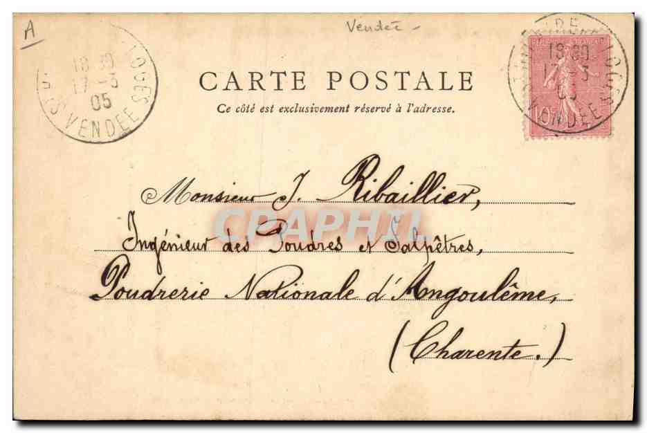 CPA Folklore Les Sables d'Olonne Costumes Vendeens  — Verso