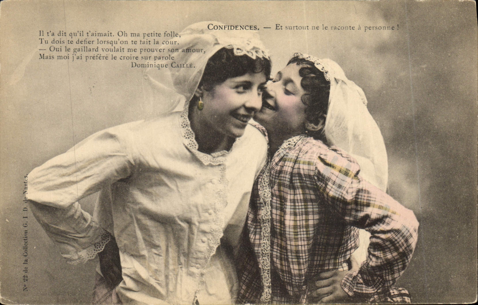 CPA Folklore Confidences Et surtout ne le raconte a personne ! 