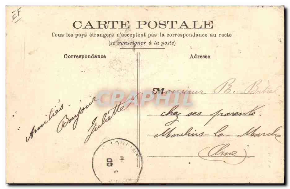 CPA Folklore La Sarthe Le Pere Queru allant au Marche  — Verso