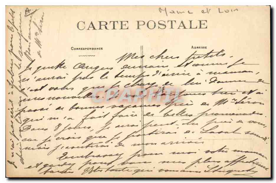 CPA Folklore Coiffe Angevine  — Verso
