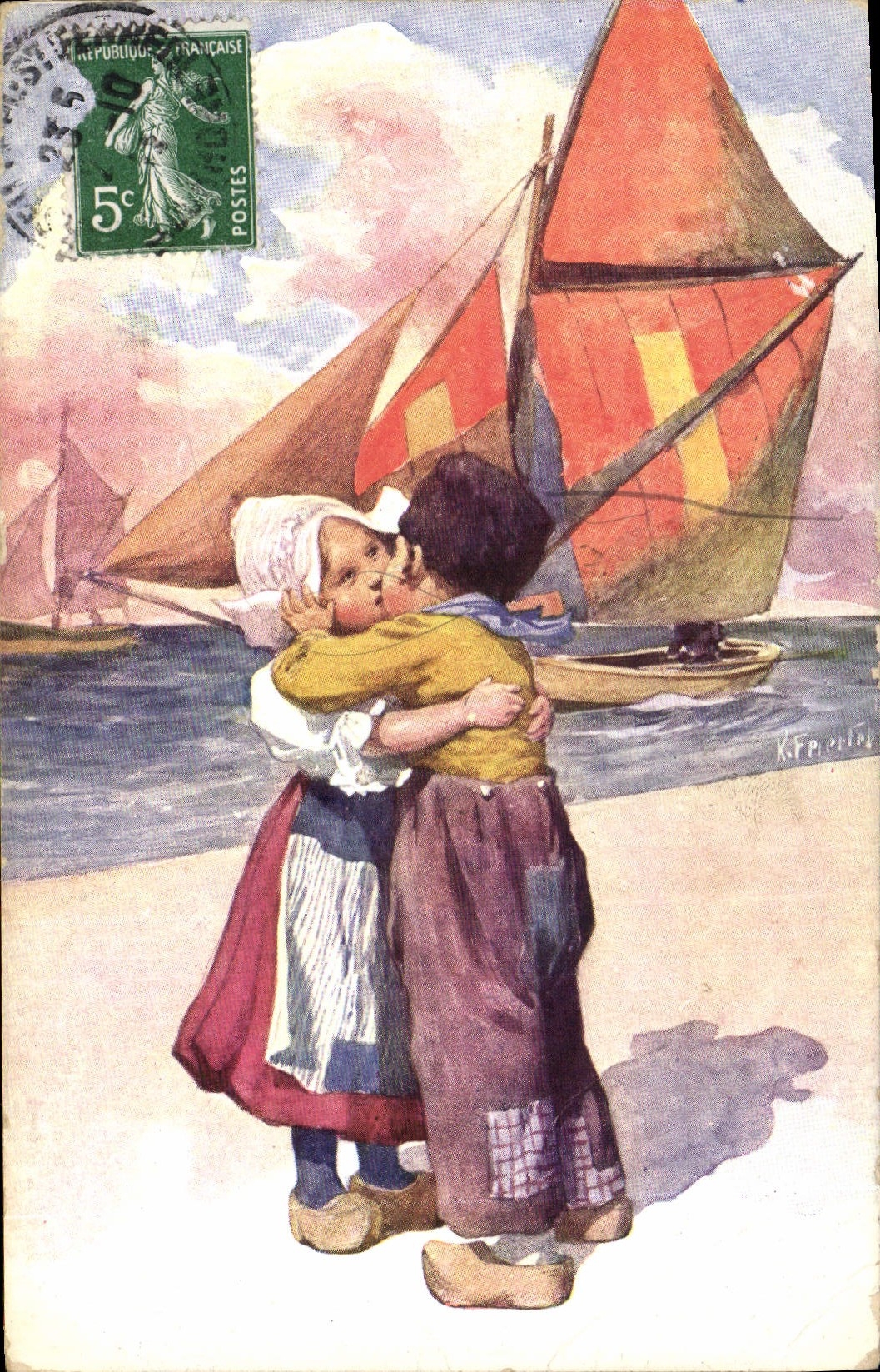 CPA Fantaisie Illustrateur Enfants Bateaux 