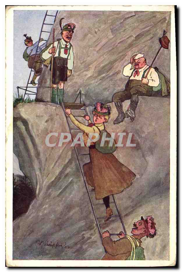 CPA Fantaisie Illustrateur Alpinisme 