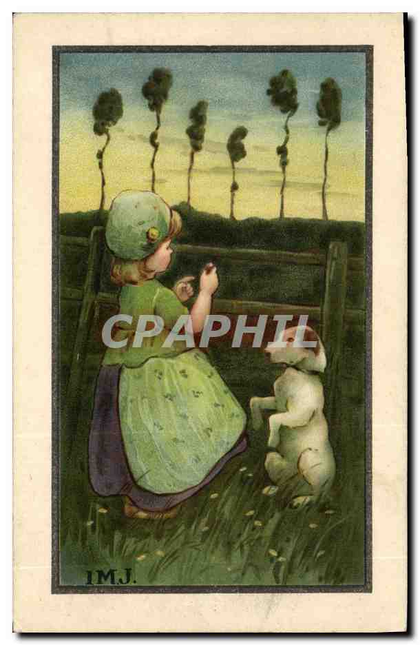 CPA Fantaisie Illustrateur Enfant Chien IMJ 