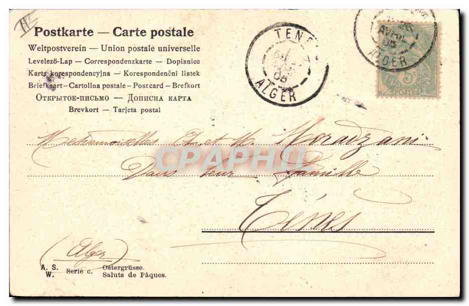 CPA Fantaisie Illustrateur Femme Agneau Paques  — Verso