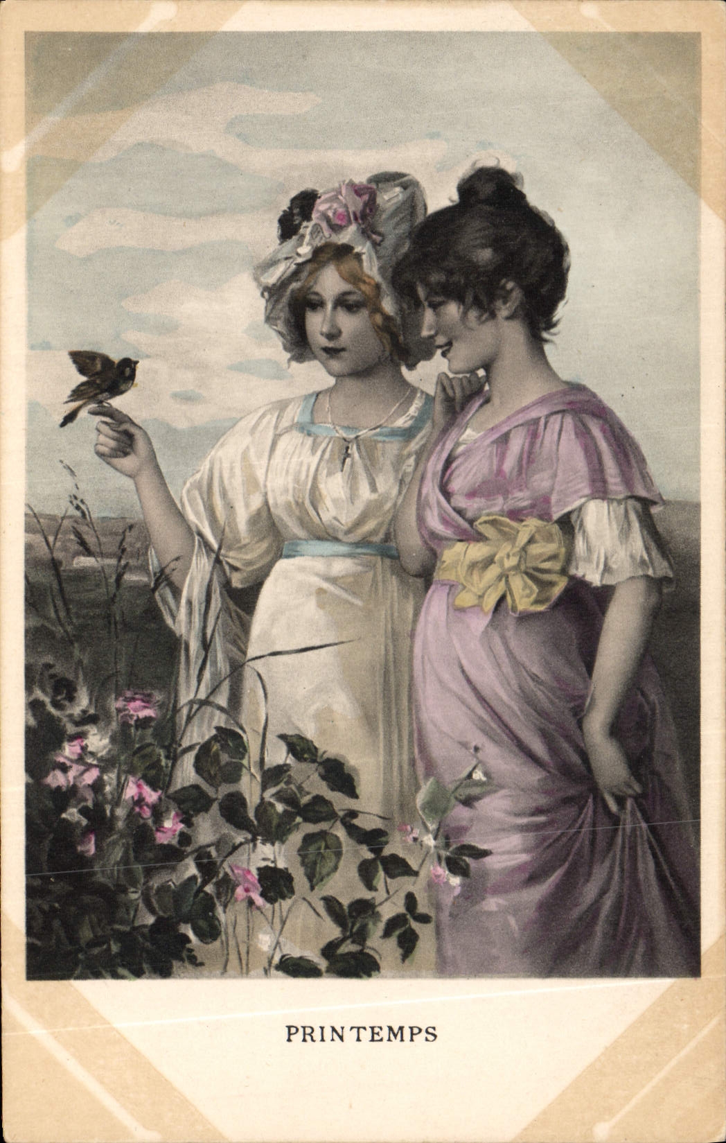 CPA Fantaisie Illustrateur Femmes Printemps 