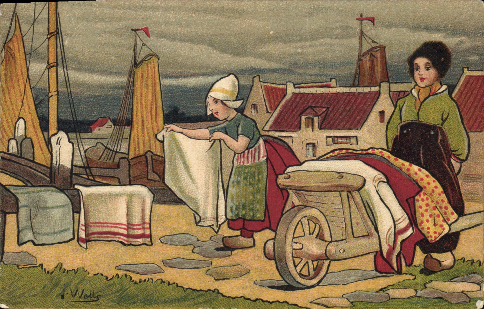 CPA Fantaisie Illustrateur Enfants Hollande 