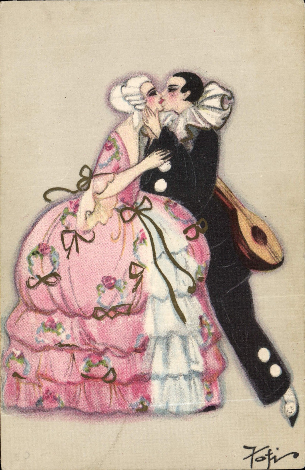 CPA Fantaisie Illustrateur Femme Pierrot 