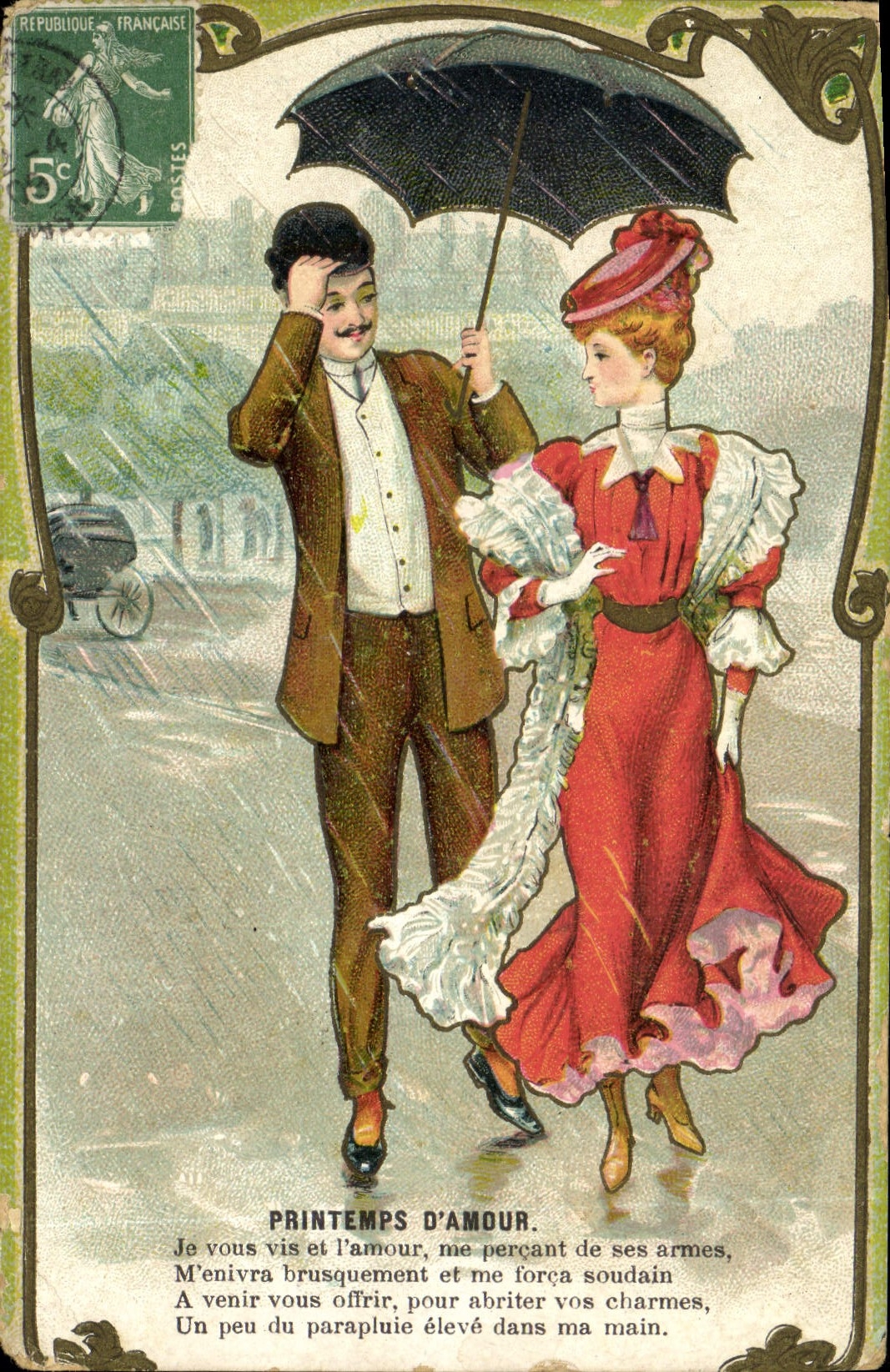 CPA Fantaisie Illustrateur Femme Printemps d'amour 