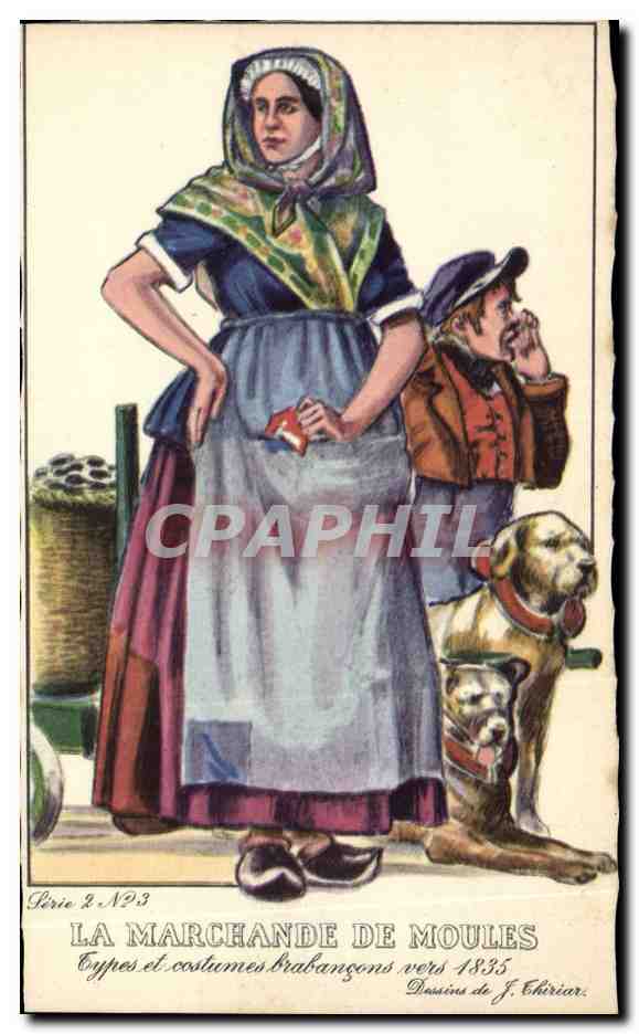 CPA Fantaisie Illustrateur La marchande de moules Chien Enfant 