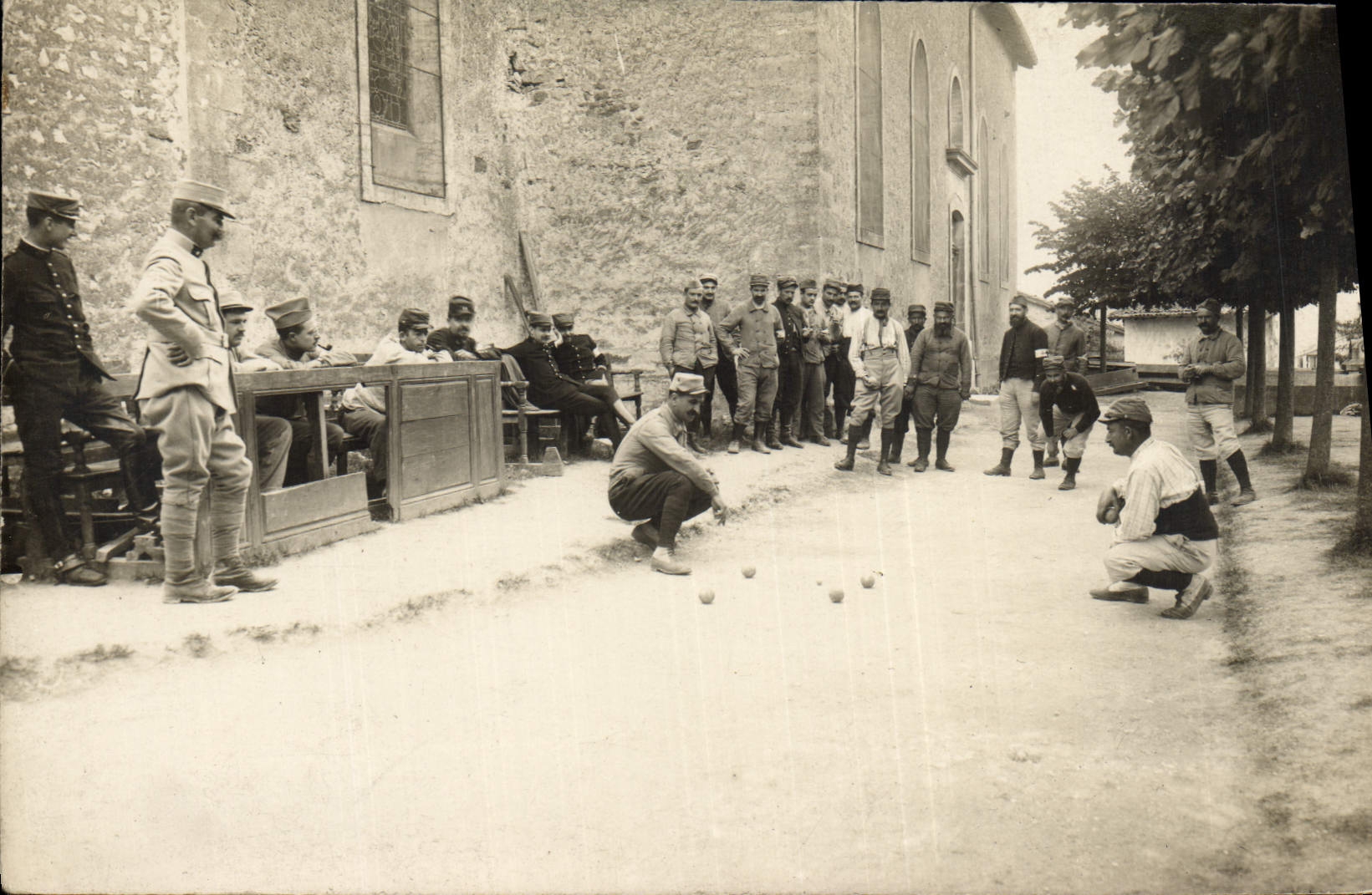 CARTE PHOTO Petanque Jeu de boules Militaria 