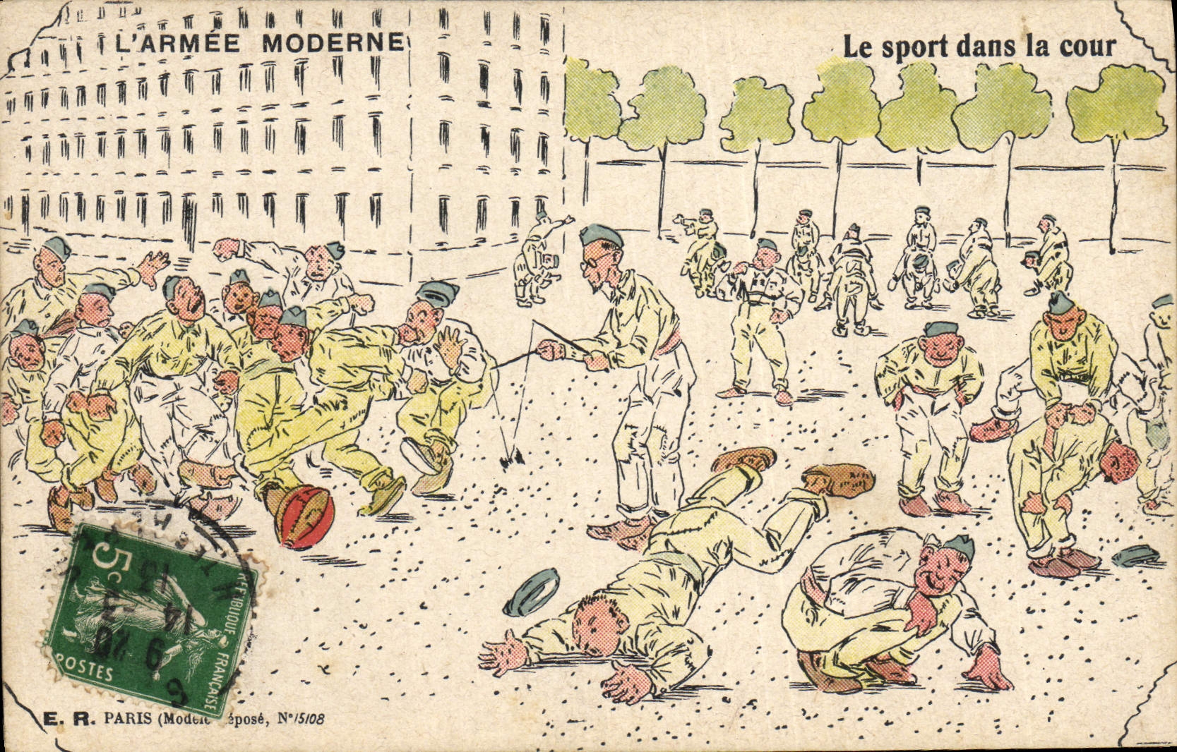 CPA Diabolo L'armee moderne Le sport dans la cour Militaria 