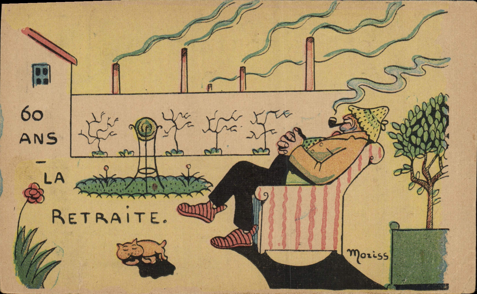 CPA Fantaisie Illustrateur 60 ans la retraite Moriss 