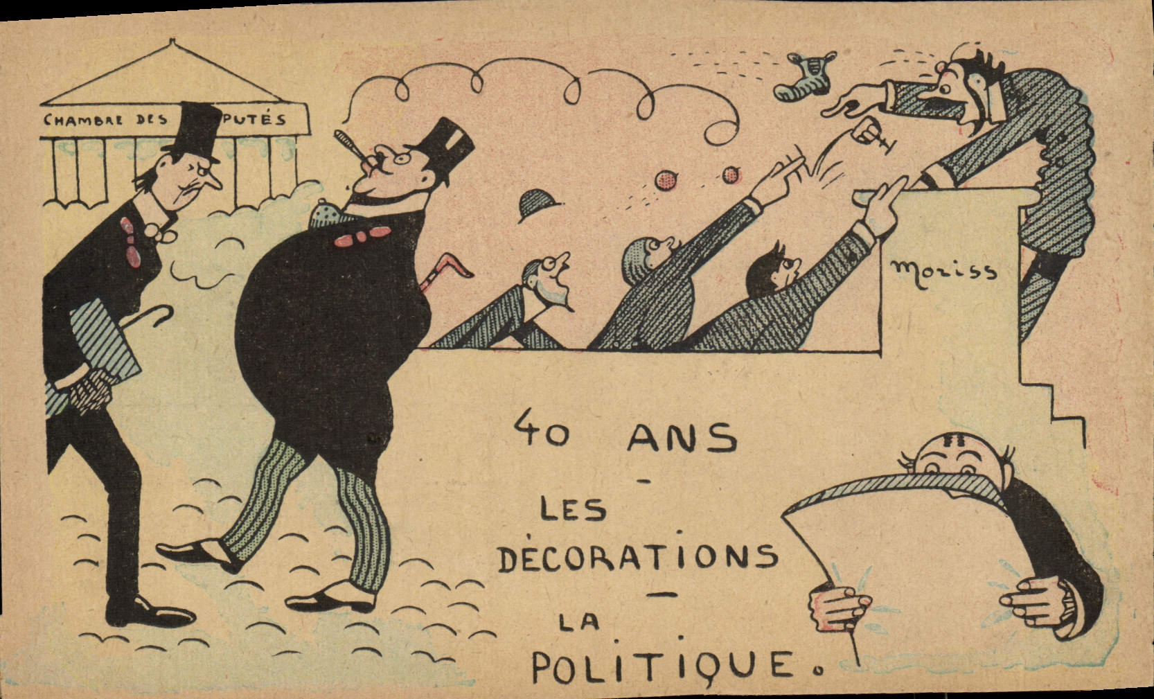 CPA Fantaisie Illustrateur 40 ans Les decorations La politique Moriss 