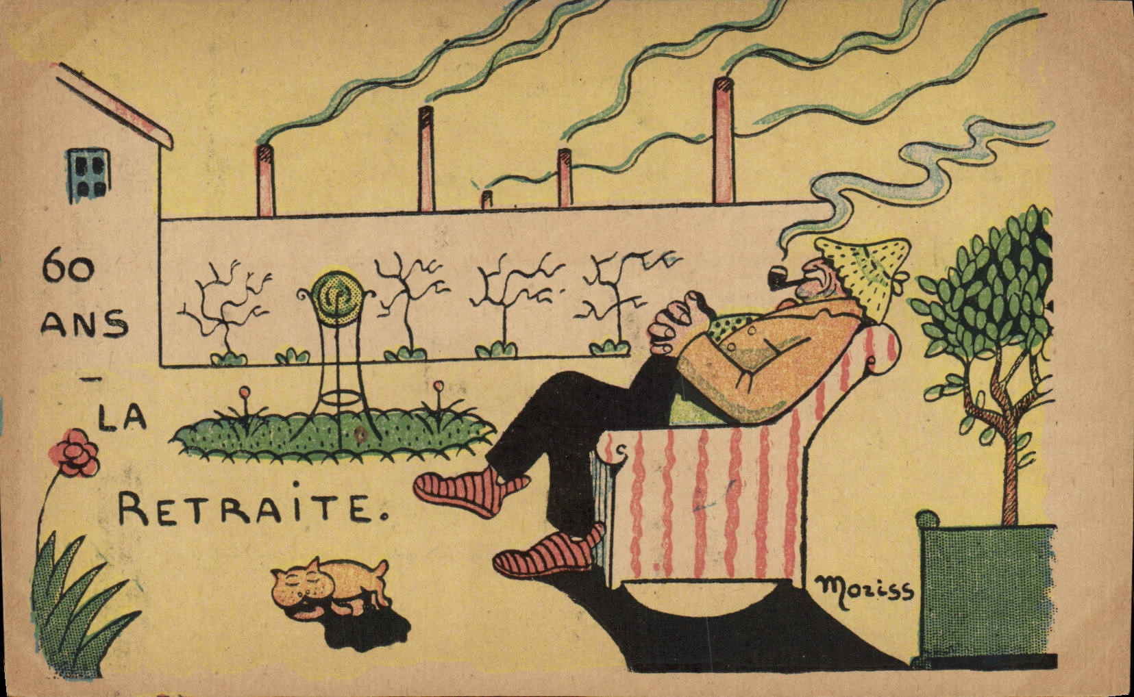 CPA Fantaisie Illustrateur 60 ans la retraite Moriss 