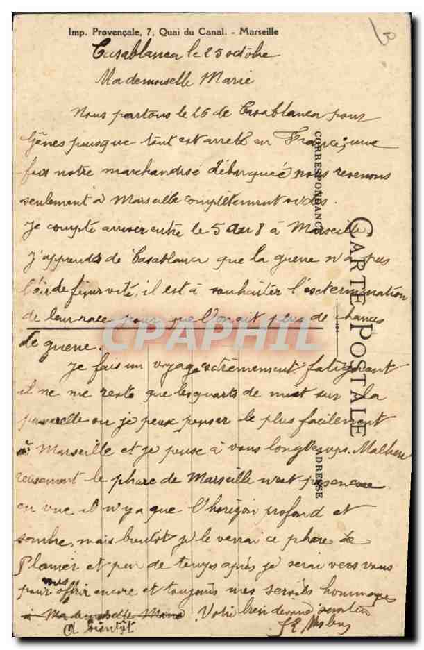 Soldat prussien enlevant un enfant — Mass'beuf — Imp. Provençale, Marseille — Verso