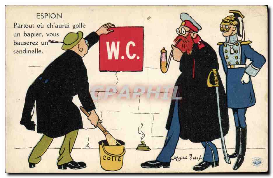 CPA Fantaisie Illustrateur Espion WC 