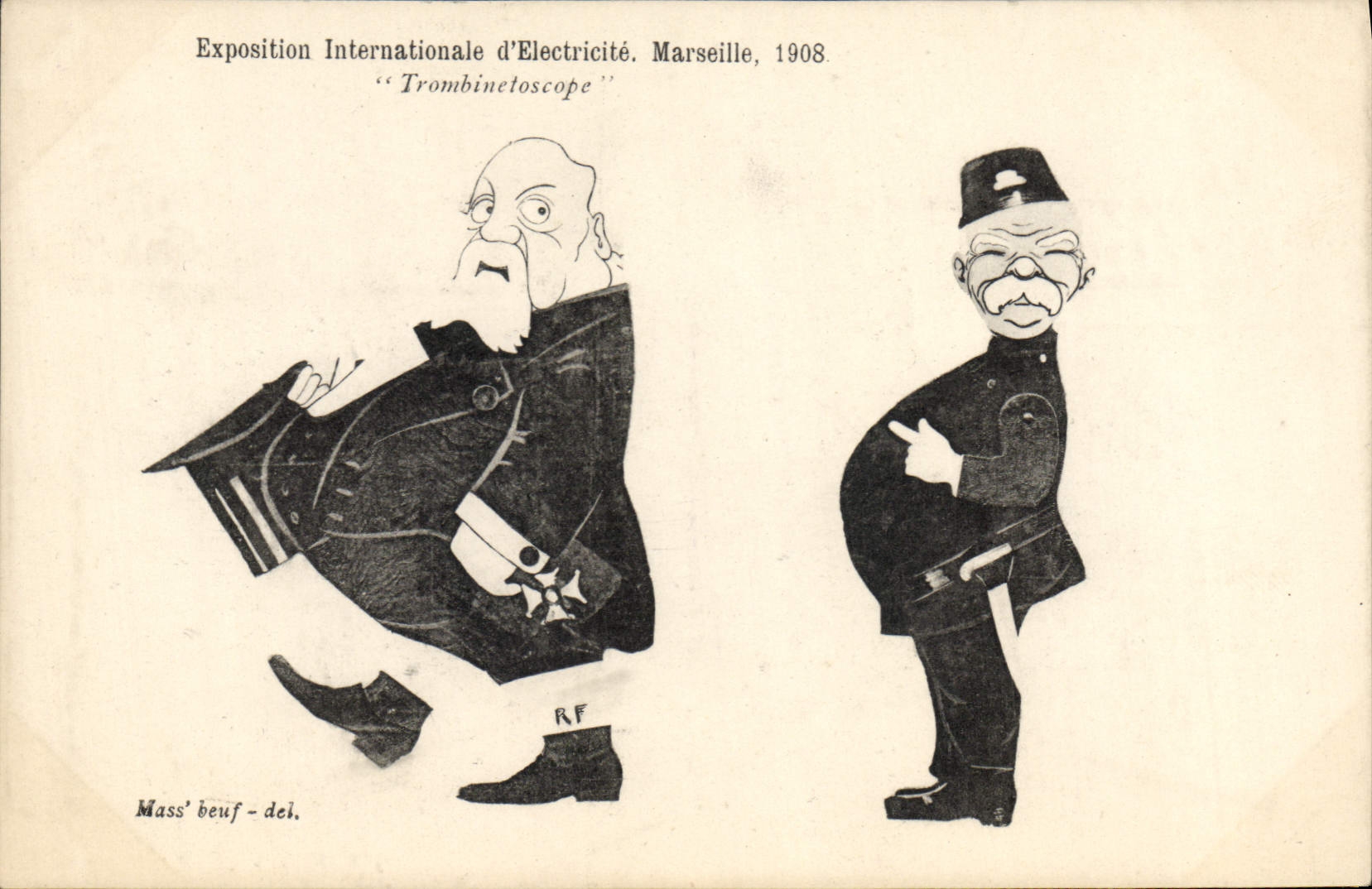 CPA Fantaisie Illustrateur Exposition Internationale d'Electricite Marseille 1908 Trombinetoscope 