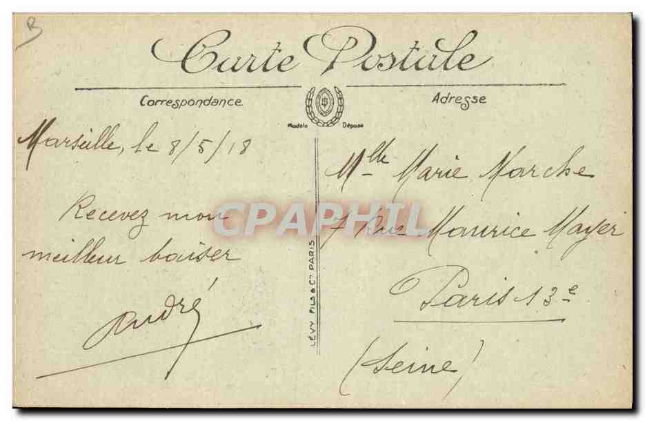 CPA Fantaisie Illustrateur Des zeppelins sur Marseille Dirigeable Militaria  — Rückseite