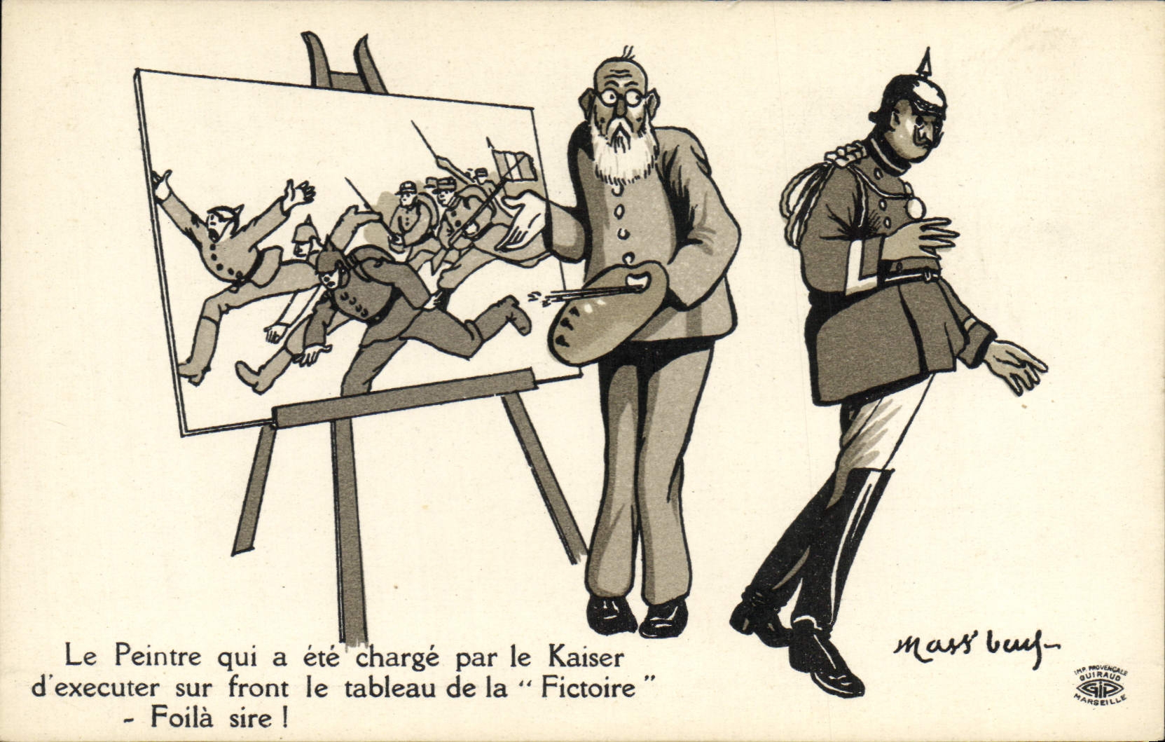 CPA Fantaisie Illustrateur Le peintre qui a ete charge par le Kaiser d'executer sur front le tableau 