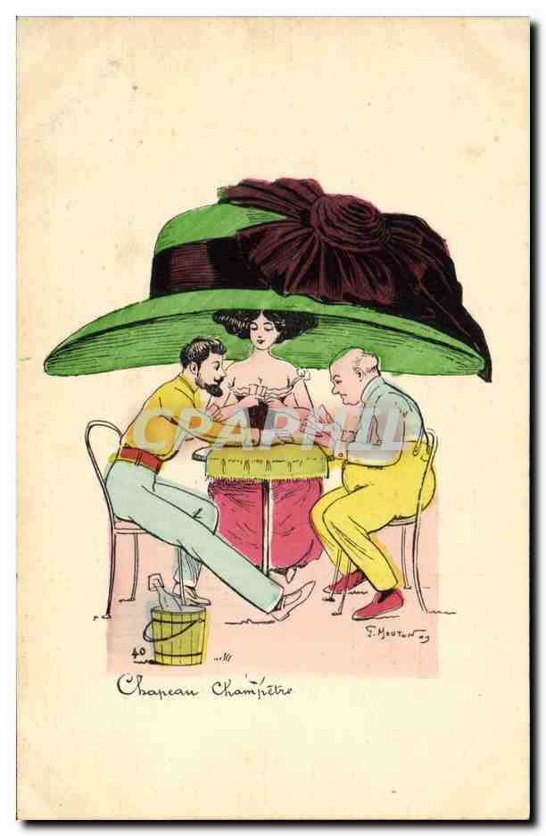 CPA Fantaisie Illustrateur Mouton Chapeau Champetre 
