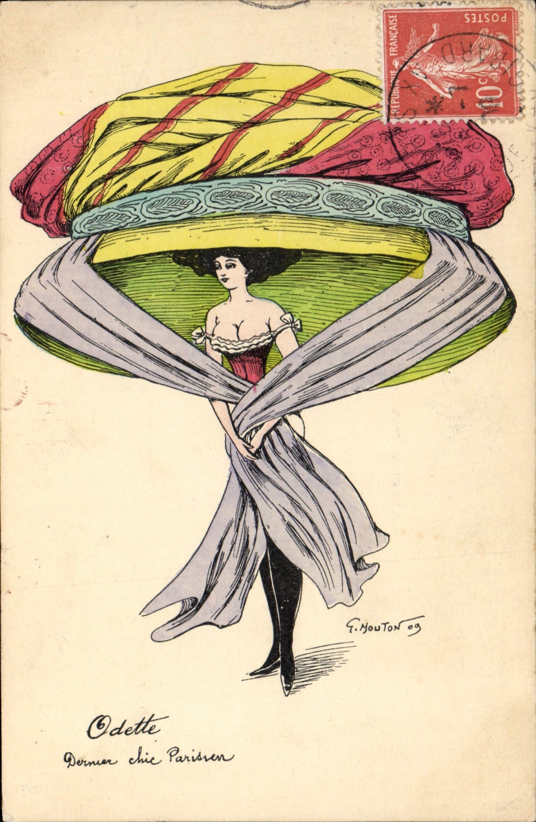 CPA Fantaisie Illustrateur Mouton Odette Chapeau 